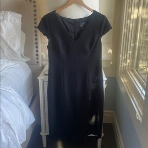 Adrianna Papell Black Cocktail Dress with Cap Sleeves.